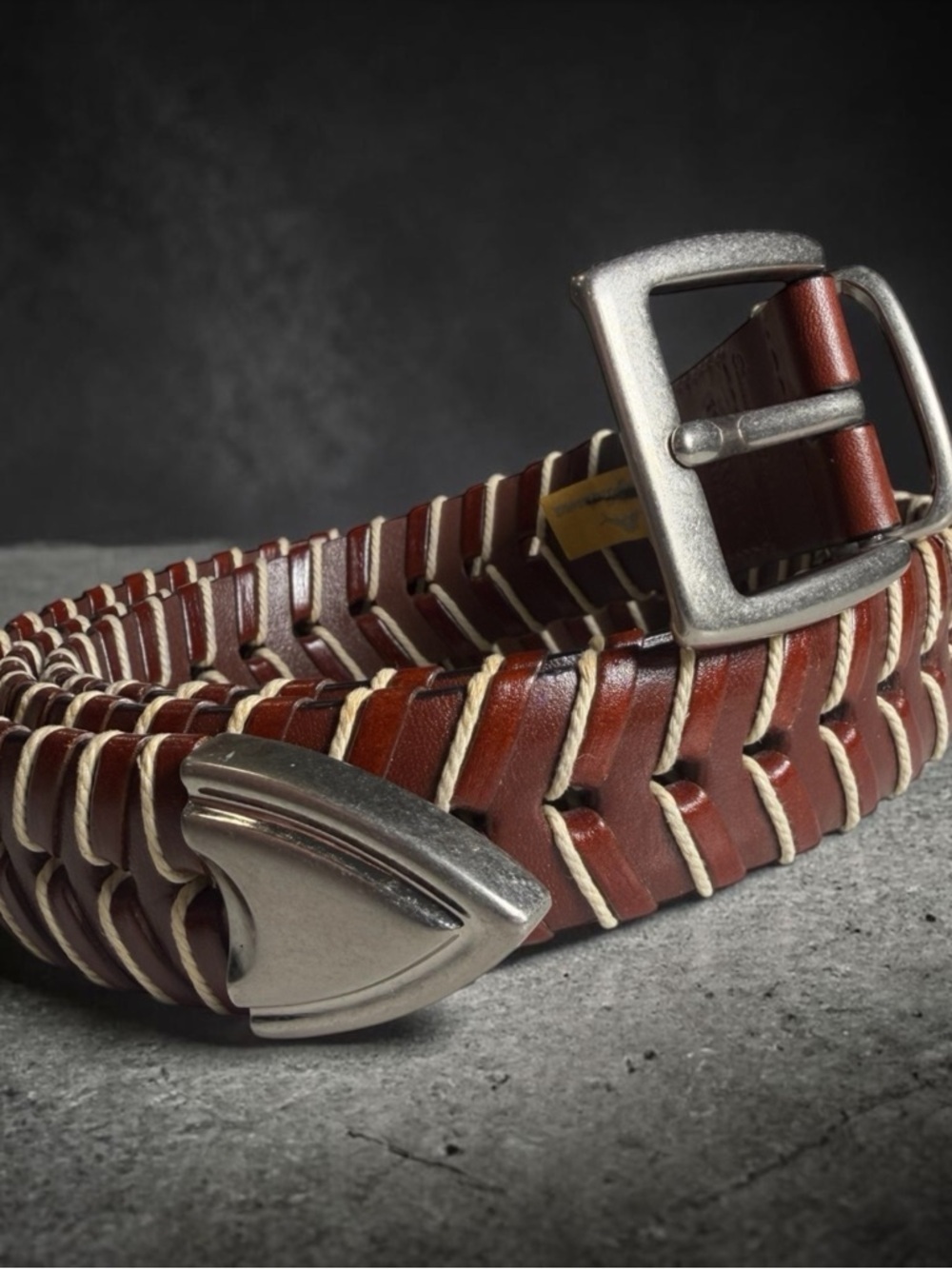 TOMMY BAHAMA Men's Brown Braided Leather Belt Solid Brass Buckle Size 44 - Picture 3 of 11